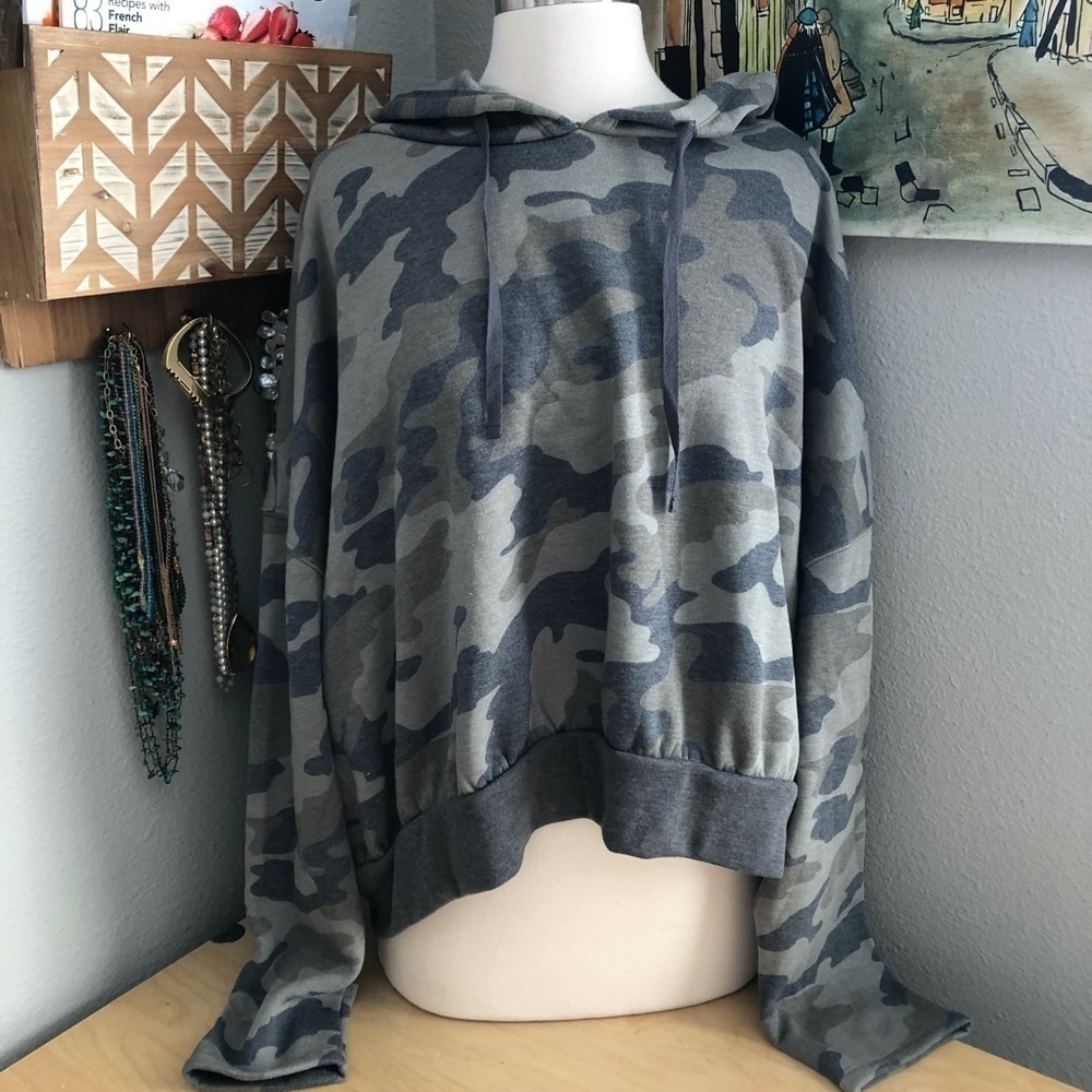 BP Brass Plum Hoodie Women's Plus size 3X Green Camo Cropped NEW